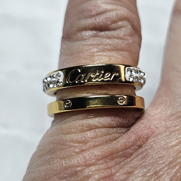 Cartier Gold and Silver Ring Size 7 Women Call Out Small Scratch On Front EUC - Picture 2 of 11